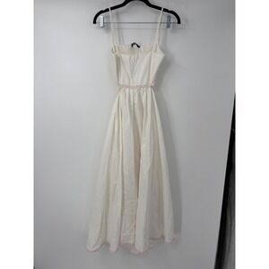 Rachel Parcell Ivory White Ric Rac Trim Cut Out Midi Dress Pink Accents Size 0